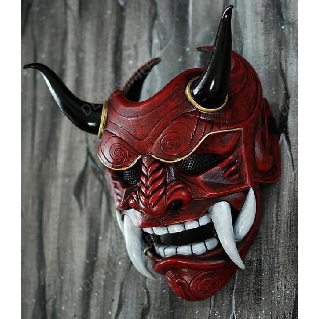Red Prajna Mask Prajna cosplay Japanese-style latex face mask with fangs Mask of Prajna