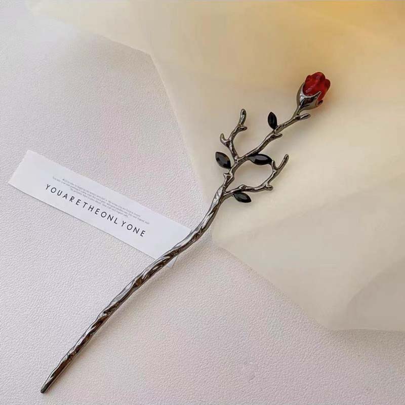 Vintage Rózsavirág Hajpálcikák Nőknek Egyszerű Fém Kard Kígyó DIY Chopstick Hajtűk Frizura Kialakító Eszközök Kiegészítők