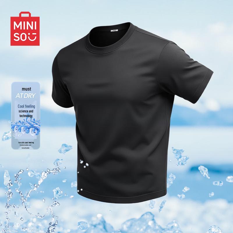 MINISO Men s Lightweight Breathable Ice Silk Cooling T-Shirt L