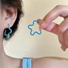 Blue Gradient Small Flower-shaped Glazed Ear Ring for Women - Summer Sweet and Youthful Heart-shaped Earrings, Unique and Exquisite Ear Jewelry