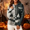 Women's Long Sleeve Pullover Hoodie with Halloween Print for Casual Outings