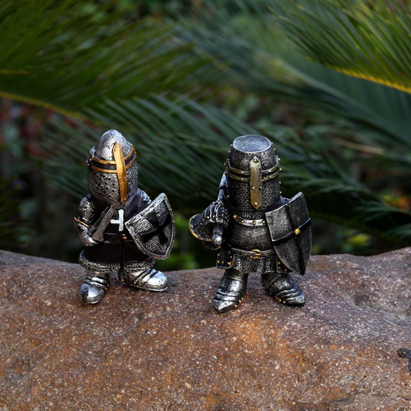 Trpasličí ozdoba socha venkovní dekorace dvora zahradní goblin voják rytíř stráž figurka brnění miniaturní socha dekorace