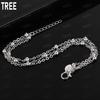 925 Sterling Silver Exquisite Three-Strand Beaded Glossy Bracelet-Fashion Gift Jewelry