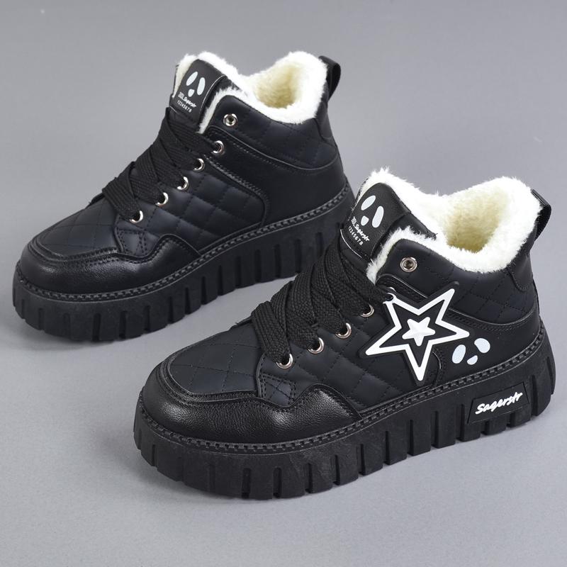 34-42 Winter Women's Large Fashion Thick Bottom High Top with Velvet Warmth High Top Cotton Shoes Snow Boots