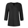 Damen Mode V-Ausschnitt Drei-Viertel-Ärmel T-Shirt Lässig Farbe Oberteil
