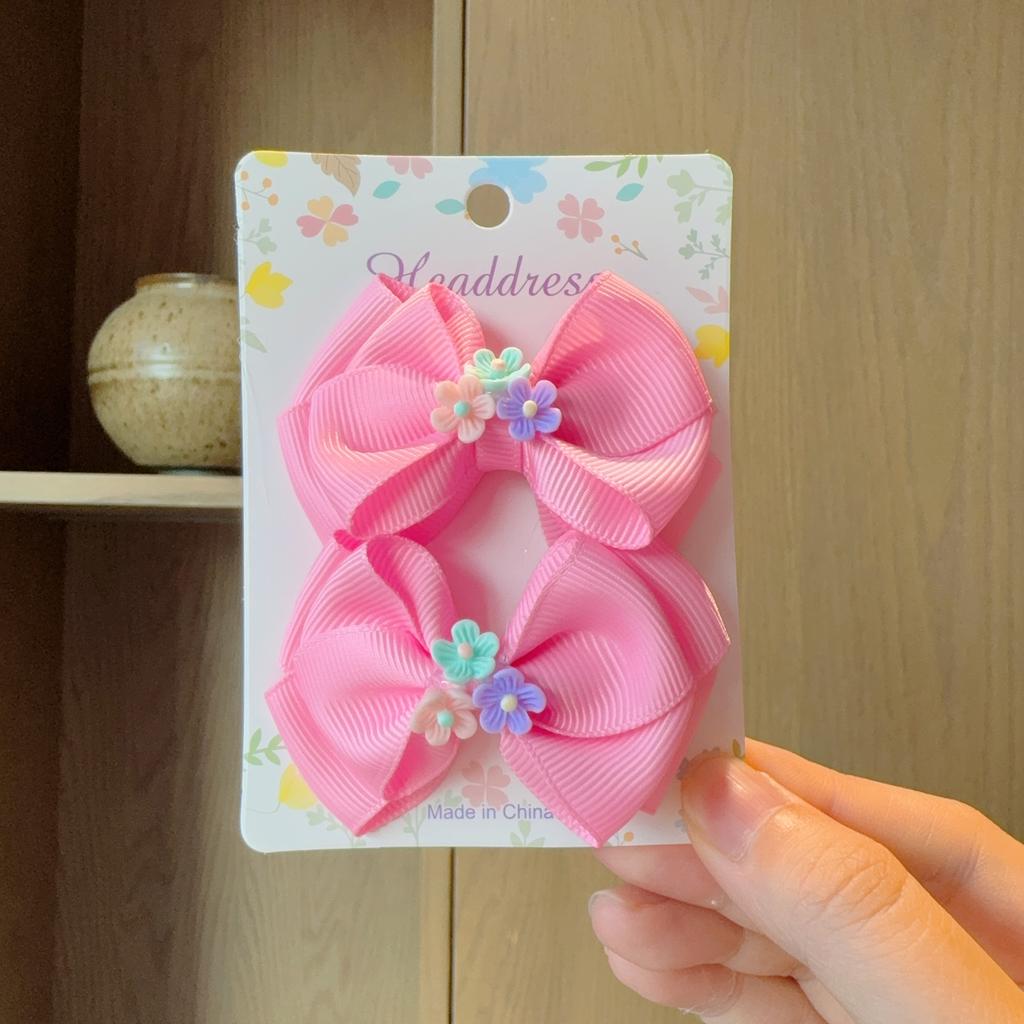 2Pcs/lot Baby Solid Hair Bows Hair Clips Ribbon Bow Hairpin for Girl Cheer Bowknot Barrettes Children Headwear Hair Accessories