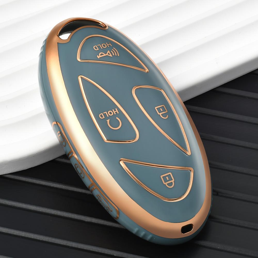 SKCW6 7 Buttons New TPU Car Remote Key Case Cover Shell for Hyundai Ioniq 6 Grandeur GN7 Kona 2023 Auto Key Protective Case Gold Edge