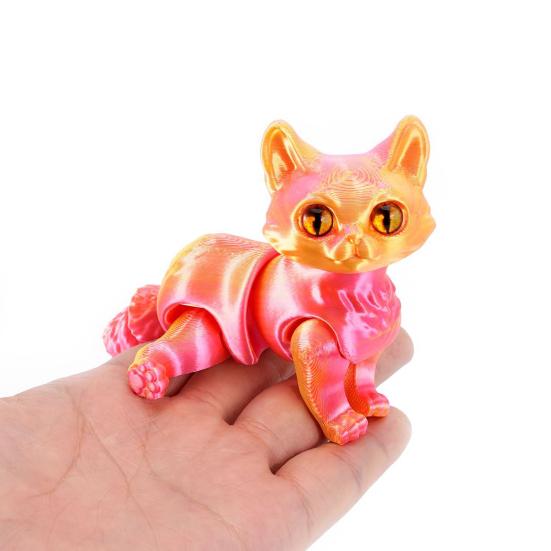 3D Printed Cat Ornament Articulated Cat Figurine with Flexible Joints Desktop Pet Cat Fidget Toy for Stress Relief Kids Adults Gift