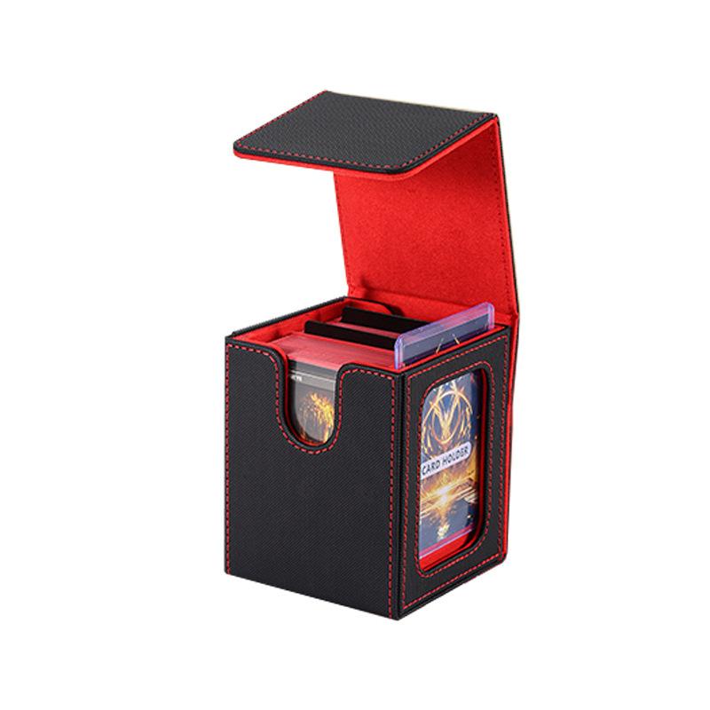 MTG Card Deck Box with Display Window, Trading Card Storage Box, Can Hold 120 + Single Sleeved Cards, Magnetic PU Leather Box