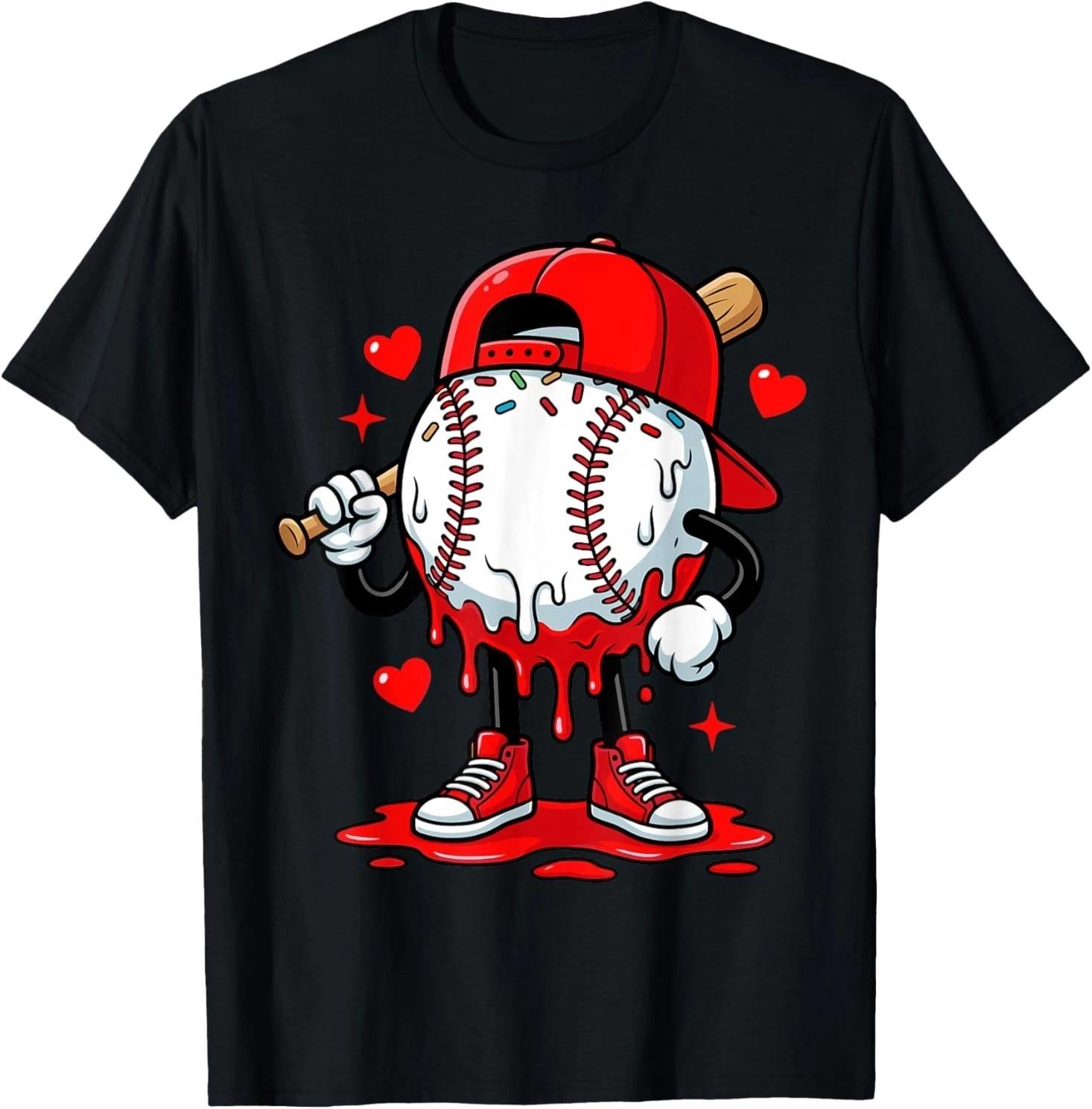 

Baseball Drip Icecream Apparel Youth Boy Valentine T shirt M