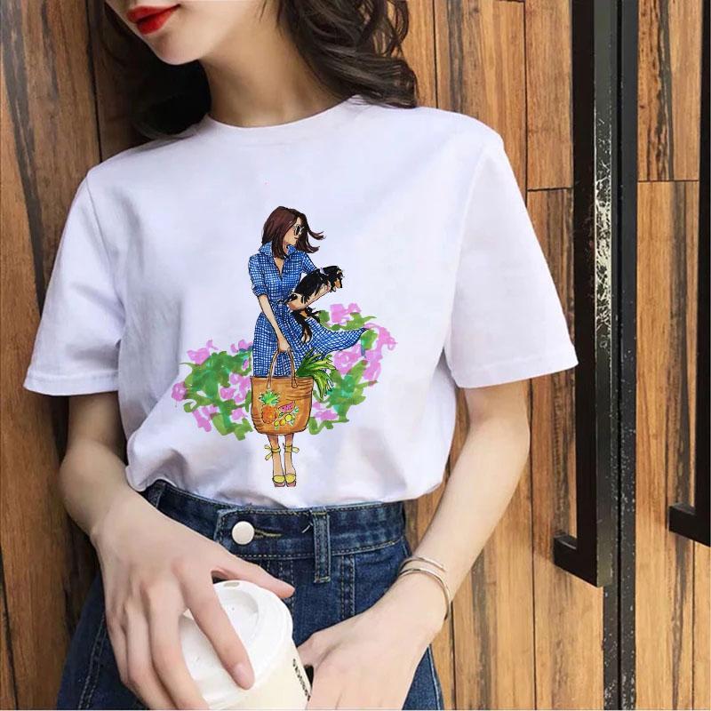 

2025 Summer T Shirt Oversize Femme Fashion Fun Retro Top Women Cartoon Graphics T Shirts Short Sleeve Casual XXXL білий