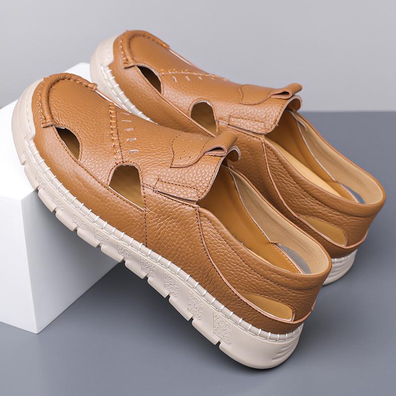 2026 New  Mens Slip On Sandals Non-Slip Men's Walking Shoes MenLeather Hollow Out Casual Shoes Handmade for Men Luxury Sandals