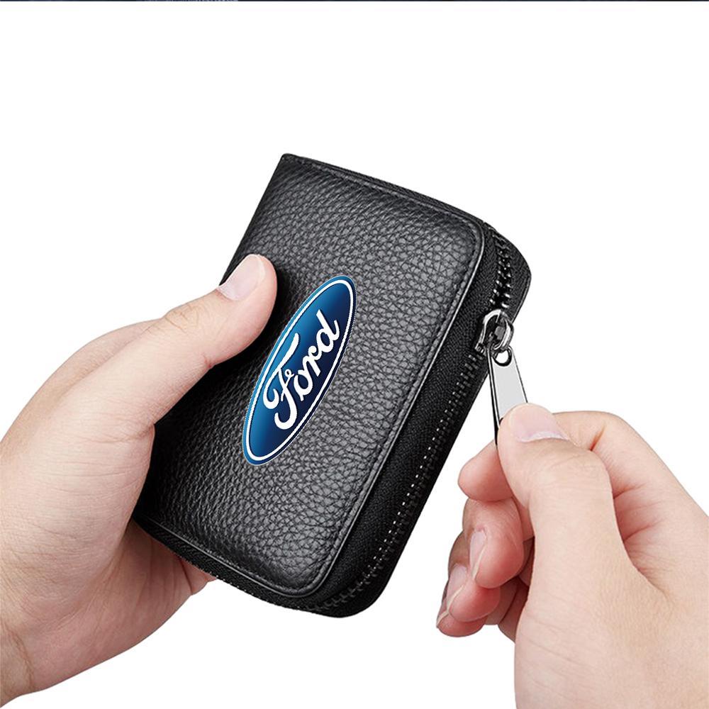 AAAMR1 Car Multifunction Organizes Wallet Driver License Credit ID Card Holder Bag For Ford ST FOCUS 2 3 Mondeo Fiesta Kuga MK2 MK3 MK4