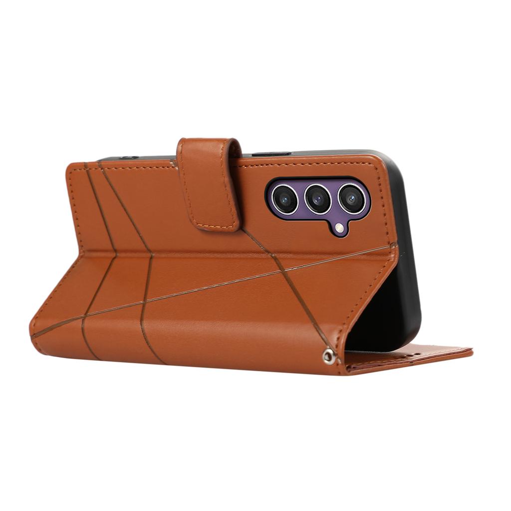 DF-06 For Samsung Galaxy S25 Phone Case Line Imprint Leather Wallet Cover