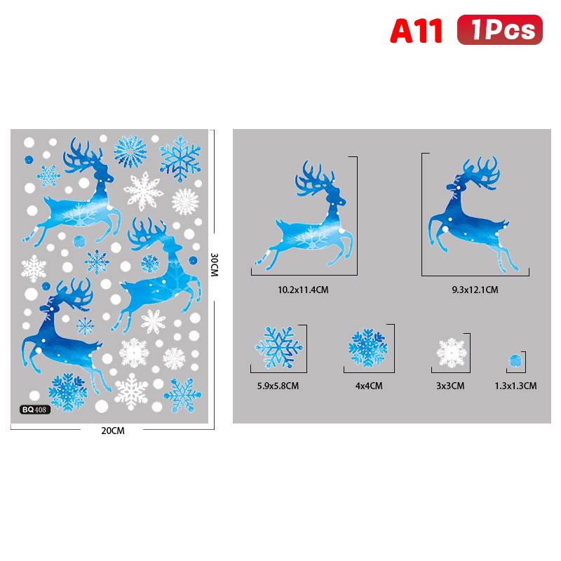 

Christmas Window Stickers Blue Moose Static Stickers Snowman Snowflake Wall Sticker Decals Merry Christmas Holiday Party Sticker A11