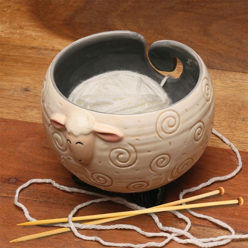 Sleepy Sheep Ceramic Yarn Bowl Yarns Ball Storage Holder Knitting Crochet Craft