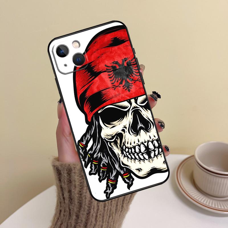Albania Flag Phone Case For iPhone 16 Pro Max 14 13 12 11 15 17 Pro Max Mini Plus 16e 17 Air Cover Funda