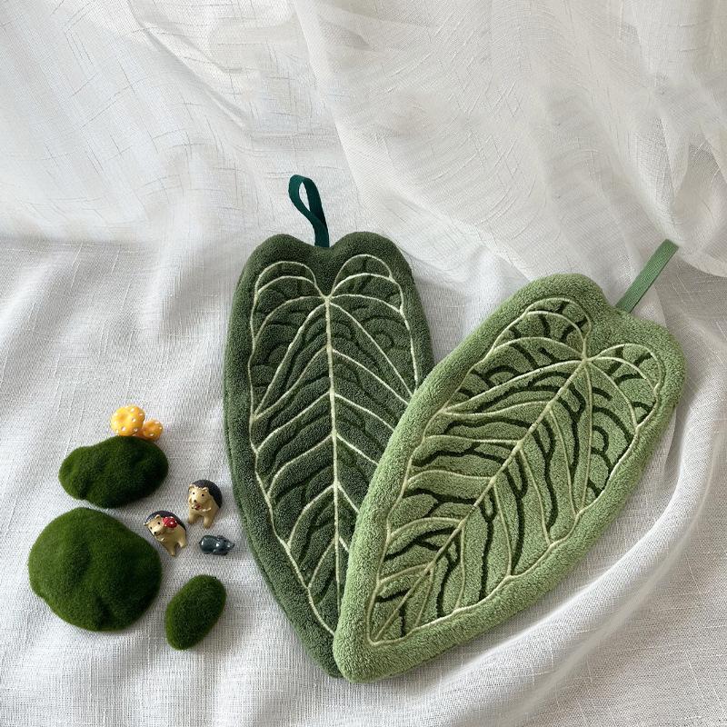 Plant Hand Towel Cleaning Towel Absorbent Handkerchief Hanging Thickened Kitchen Towel Bathroom Kitchen Accessories