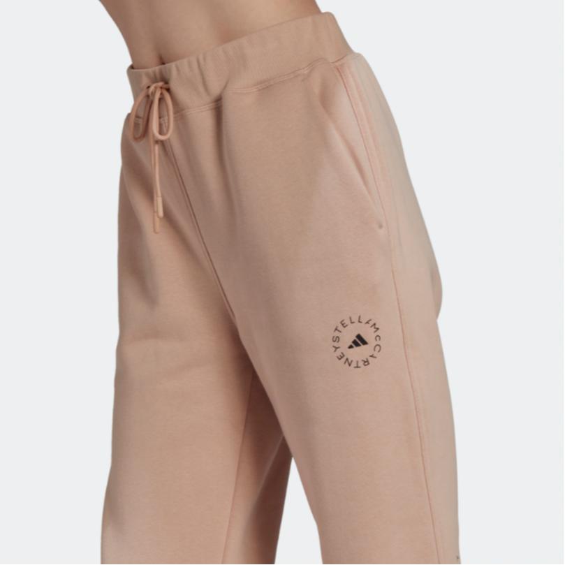 Adidas X Stella McCartney Solid Tone Relaxed Sweatpants Drawstring Waist Cuffed Hem Casual Daily Wear Women Light Pink H59287