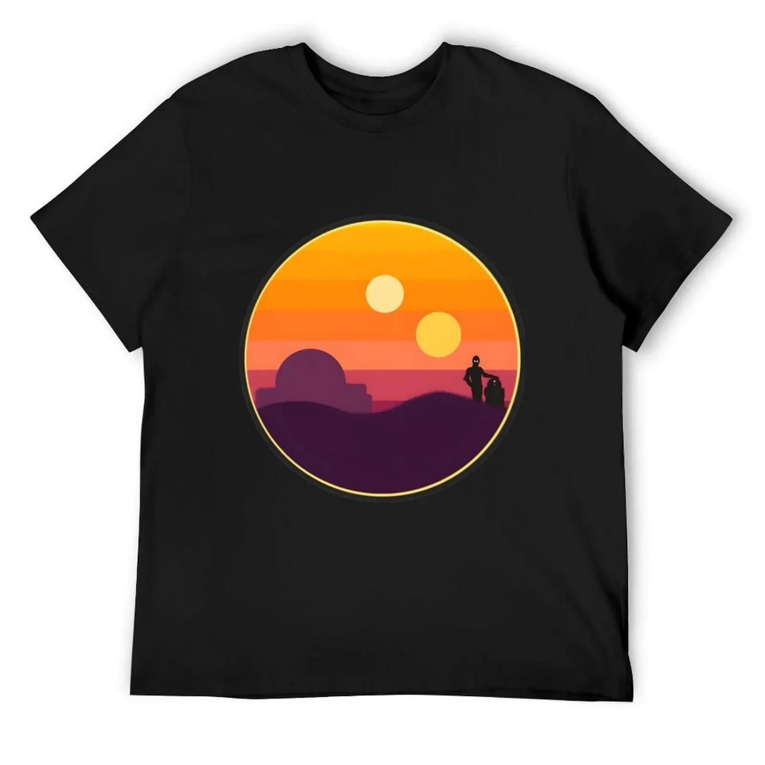 tatooine sunset T-Shirt cotton graphic tees blacks sweat blue lock mens t shirt S