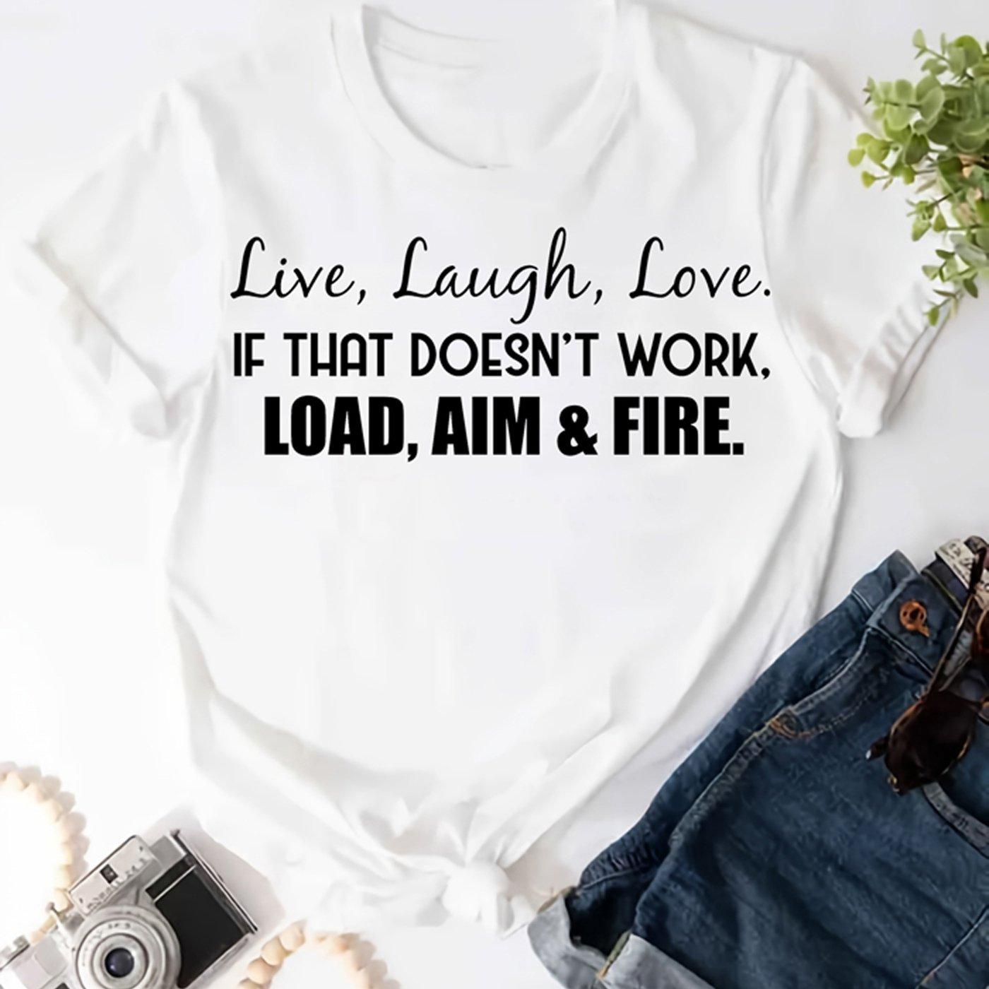 

Live Laugh Love Letter Футболка с принтом Повседневные футболки с круглым вырезом и коротким рукавом