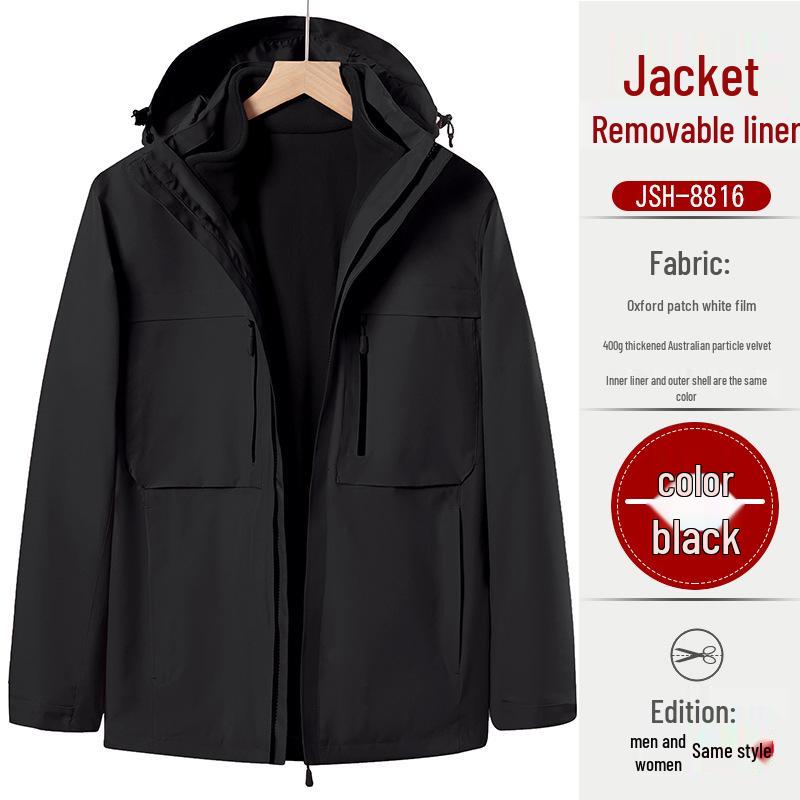 Au Li Rong Windproof Jacket: Customizable with Logo Embroidery, Detachable, Plus Velvet for Workwear