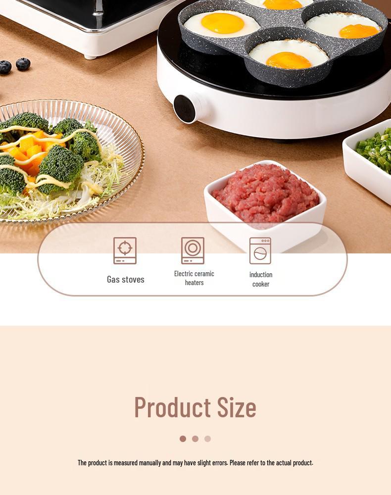 Maifan Stone Non-Stick Four-Hole Egg Pan with Lid