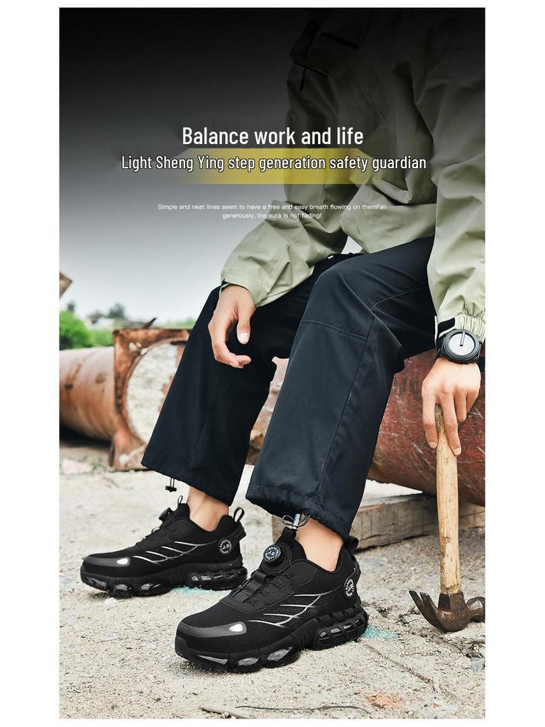 Trendy Unisex Lightweight Steel Toe Safety Shoes for Daily Logistics Work, Plus Size Available