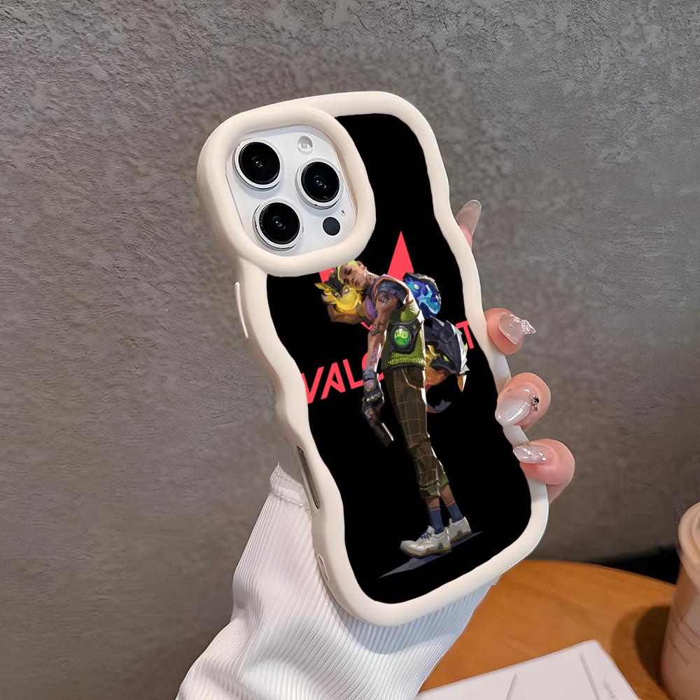 

Valo Gekko Phone Case for iPhone 17 16 15 14 13 12 11 Air Pro Max Plus White Soft TPU Wavy Edge Cover iPhone 11