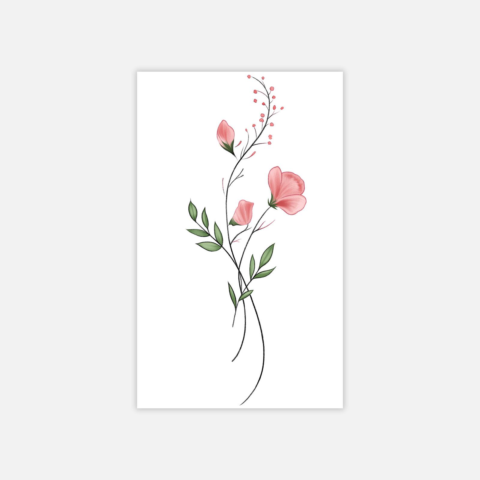 Small Fresh Flower Arm Tattoo Sticker Niche New Chinese Aesthetic Tattoo Sticker 11*18