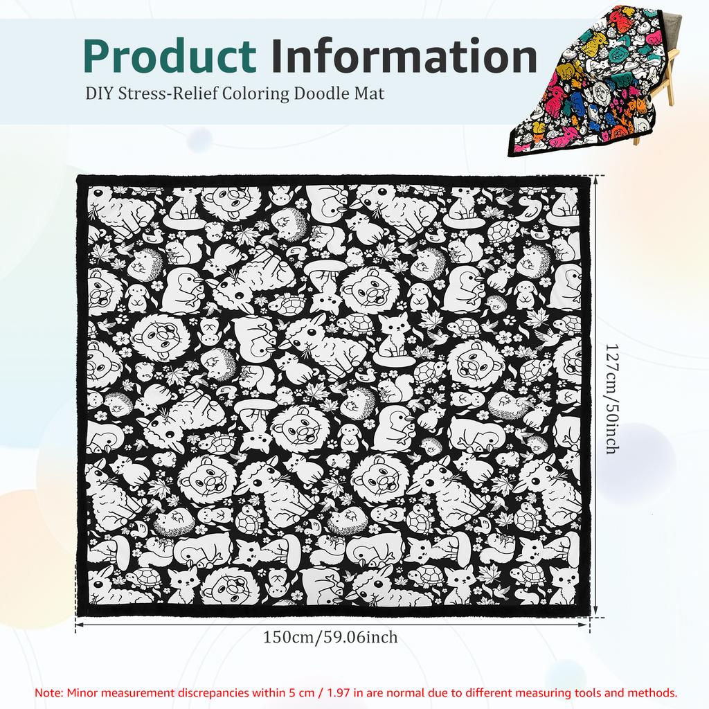 DIY Coloring Blanket Creative Art Project Painting Blanket Machine Washable Soft Customizable Coloring Blanket for Home Decor
