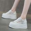 Muffin Net Shoes Women's Mesh Surface Hollowed Out, Light and Thin Autumn New Thick-soled Lace Inner Height Increase Women