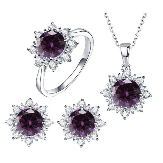 Ensemble de bijoux pour femmes, pendentif flocon de neige en zircone cubique, collier, boucles d'oreilles, bague
