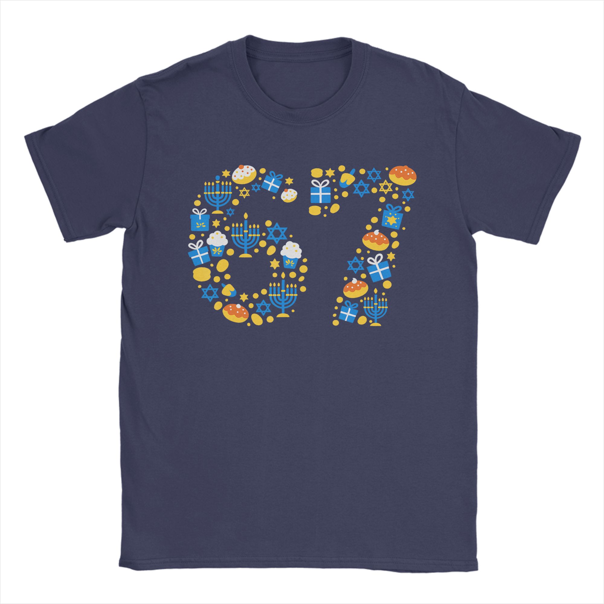 

Hanukkah 67 Six Seven Meme Jewish Unisexorah Chanukah Pajama Unisexs T Shirt Tee Shirt Short Sleeve Round Neck TShirt Cotton Clothes 4XL