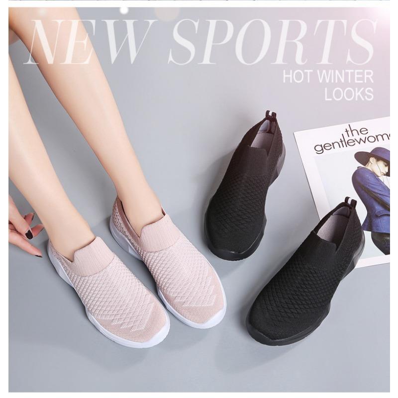 Spring and Summer New Fly Woven Elastic Socks Women's Shoes Casual Flat Bottom
