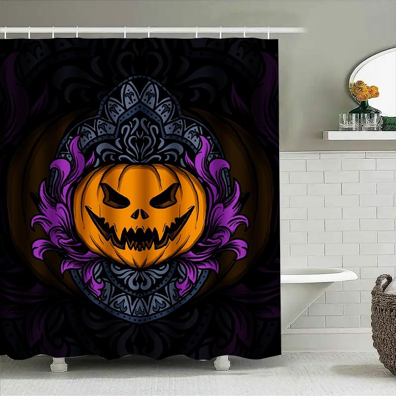

Tuniu Spooky Halloween Skull Shower Curtain Dark Floral Bathtub Curtain For Bathroom Decor W60H190(CM)-1 Pcs
