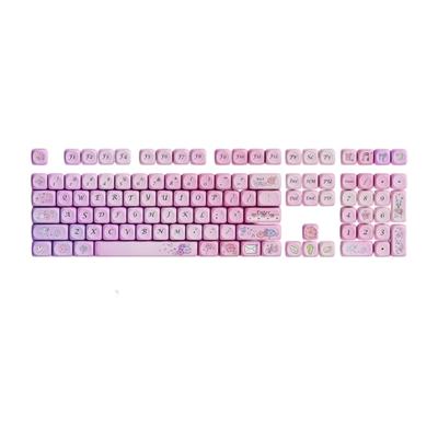 Ergonomic OQO Height Keycap Pink Flower Keycaps for Mechanical Keyboards and Gaming Setting Personalizing 127pcs