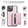 For iPhone 15 Case JEEHOOD J12 Magnetic  Detachable Zipper Wallet Kickstand Leather Back Cover Compatible with MagSafe