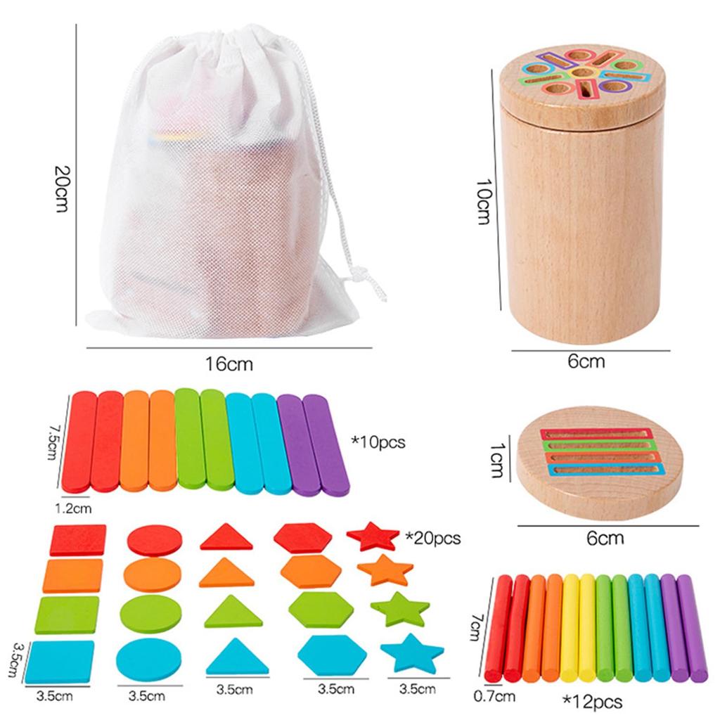 Montessori Oktatási Játékok Életkoroknak és Fa Új Válogatott Ujjbegyes Oktatási Fa Alak- és Színválogató Elősegíti a Kognitív Fejlődést és