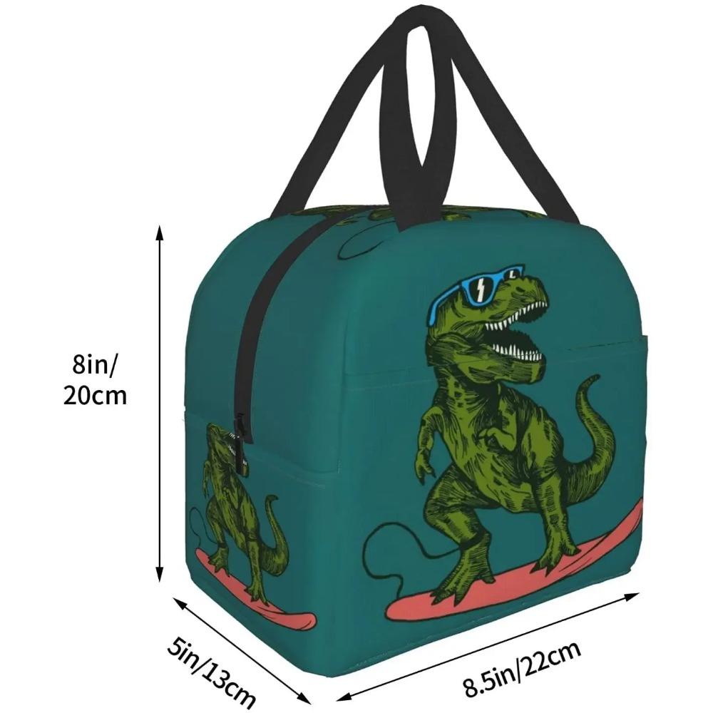 Geantă de prânz Hipster Surfing Dinosaur pentru bărbați băieți cutie de prânz reutilizabilă geantă termică impermeabilă geantă de prânz recipient pentru prânz geantă frigorifică drăguță