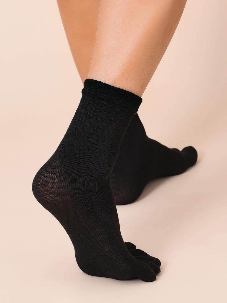 6 Pairs Men Socks Five-toe Breathable Socks Comfortable For Male Solid Colour Fashion Casual Middle Tube Cotton Socks