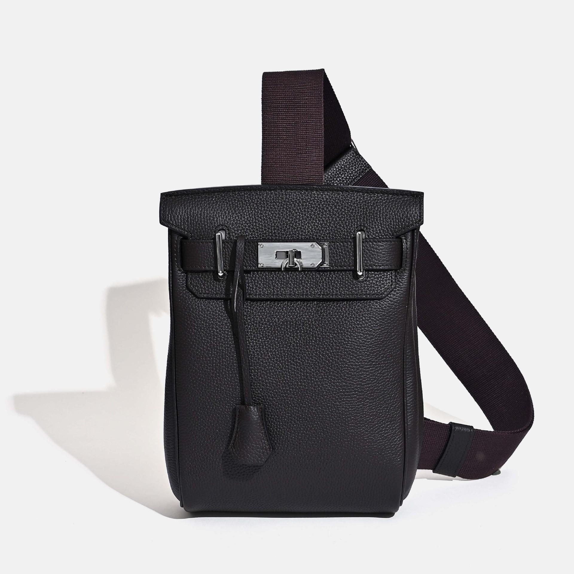 Sweet Rose Nieuwe borsttas eerste laag koeienhuid lycheepatroon uniseks mode casual eenvoudige schouder messenger tas 17*8*27cm ebben
