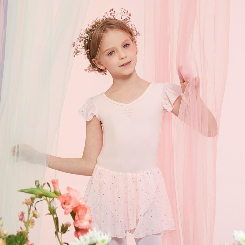 

Детская танцевальная одежда, Женские летние балетные юбки с коротким рукавом для девочек, Юбки для китайского танца, Одежда для практики для девочек-малышек 160