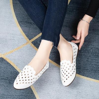 Sapatos casuais de sola plana pontiaguda para mulheres, moda vazada, respirável, confortável, sola macia, sapatos femininos, Zapatos De Mujer