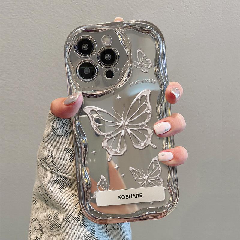 Applicable To Apple 15promax Mobile Phone Case Iphone14 Line Bow Bracket 13/12 Silver Plated 11 Women