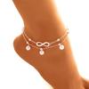 Trendy European & American Pearl Infinity Anklet Bracelet: Handmade Double-Layer Beaded Jewelry
