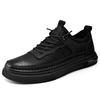 Italian Sewing Men Casual Leather Flat Designer Shoes Fashion Round Toe Outdoor Walking Shoe2026New Comfy Antiskid Hombres Botas