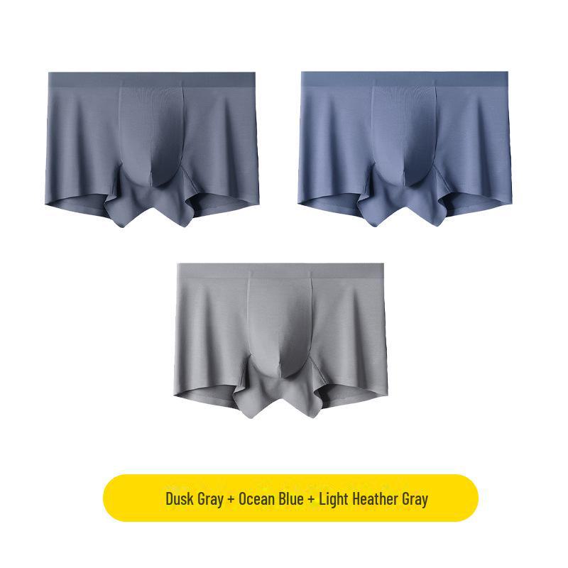 Men's 60S Modal Seamless Breathable Morandi Mulberry Silk Antibacterial Underwear - 3-Pack