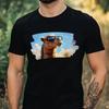 Men's T-Shirt Camel with Sunglasses Motif Cotton Size XS To 5XL