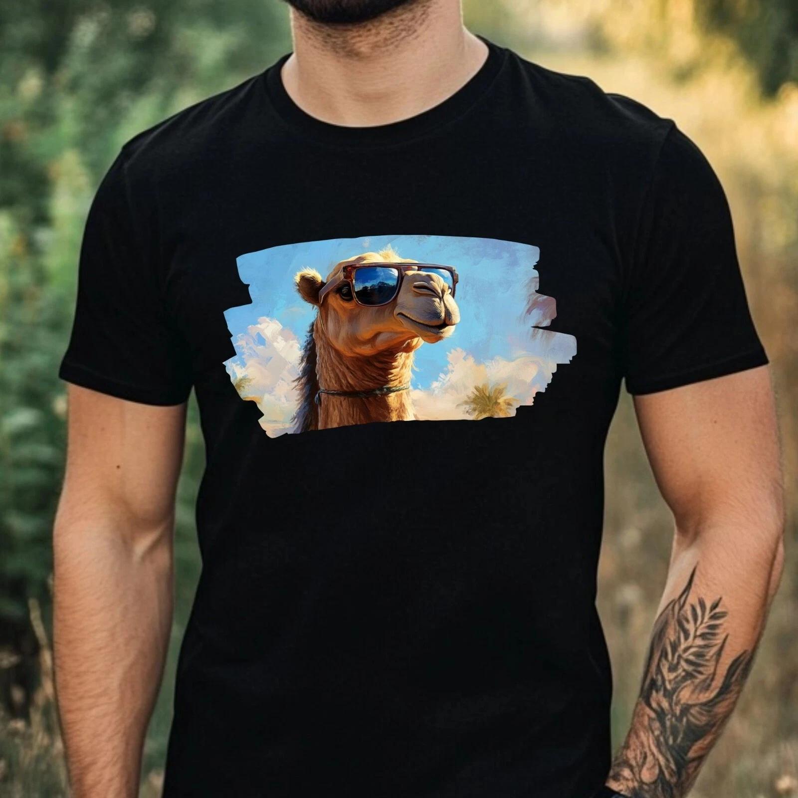 T-Shirt Herren Kamel mit Sonnenbrille Motiv Baumwolle Größe XS bis 5XL S